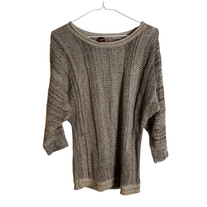 Olsen Knit Sweater Sequin Sparkle Small Beige European Slouchy Neutral Feminine